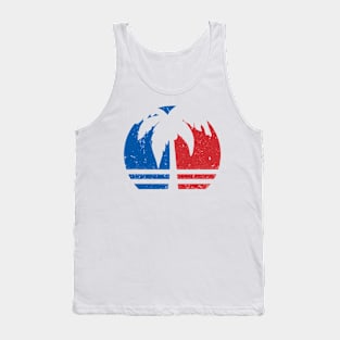 Vintage & Distressed American Flag Beach Sunset Tank Top